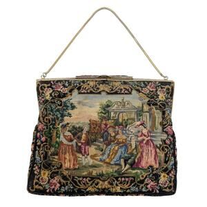 Delill Art Deco‎ Needlepoint Purse Bag Micro Stitched Marcasite French Tapestry